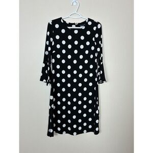 Tommy Hilfiger Black White‎ Polka Dot Dress with Trumpet Sleeves Size 6